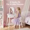 Best Choice Kids Wooden Pretend Play Vanity and Chair Set w/ Mirror – Little Girls Makeup Table with 3 Drawers